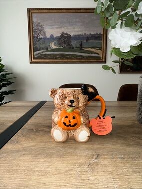 Creepy Critters Halloween Teddy Bear Pumpkin Ceramic Mug NWT